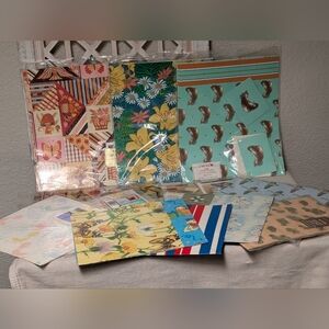 Vintage Wrapping Paper Lot All Occasions 1980s 1970's retro cats collectibles